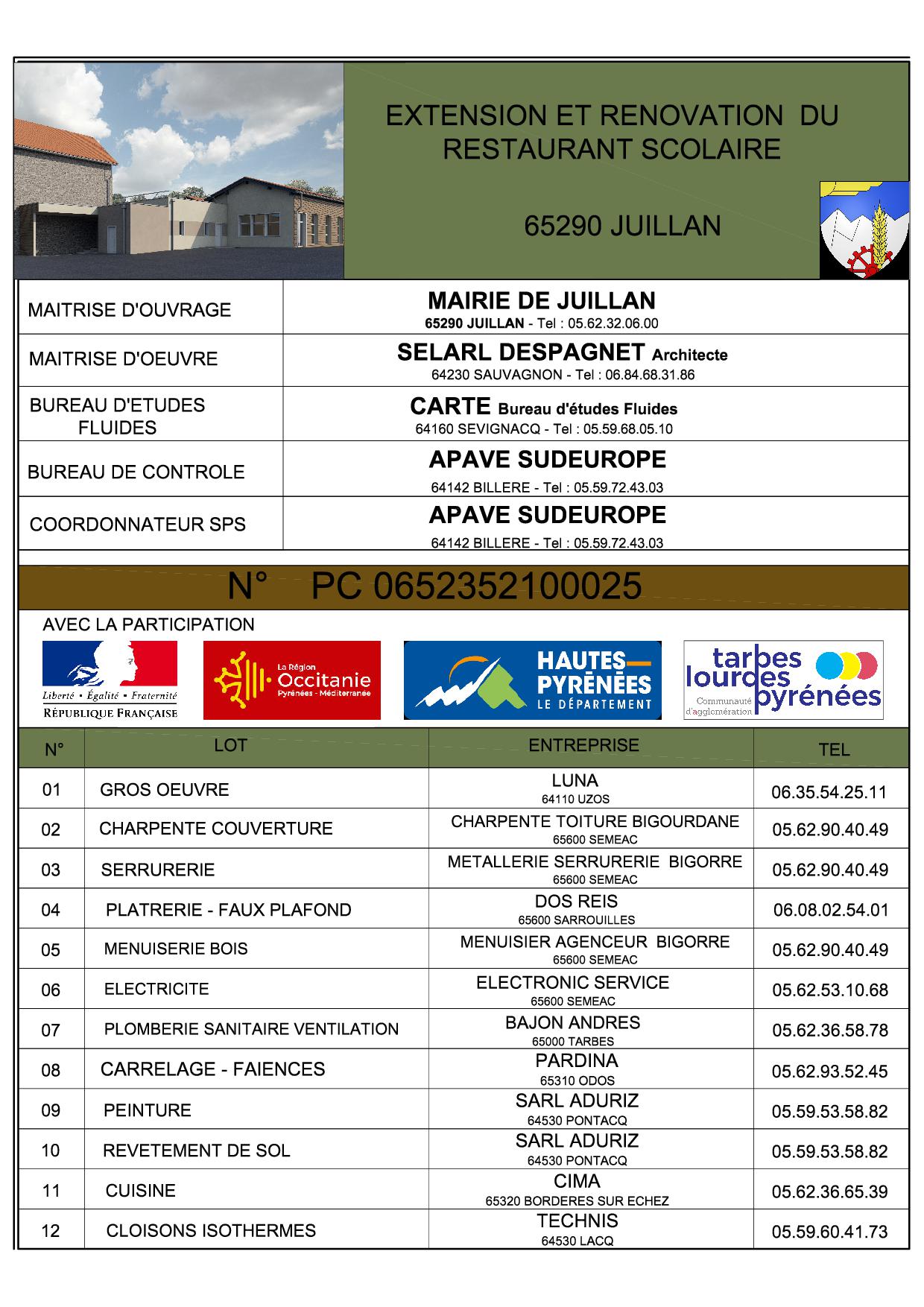 Restaurant scolaire JUILLAN_CHANTIER_PANNEAU DE CHANTIER