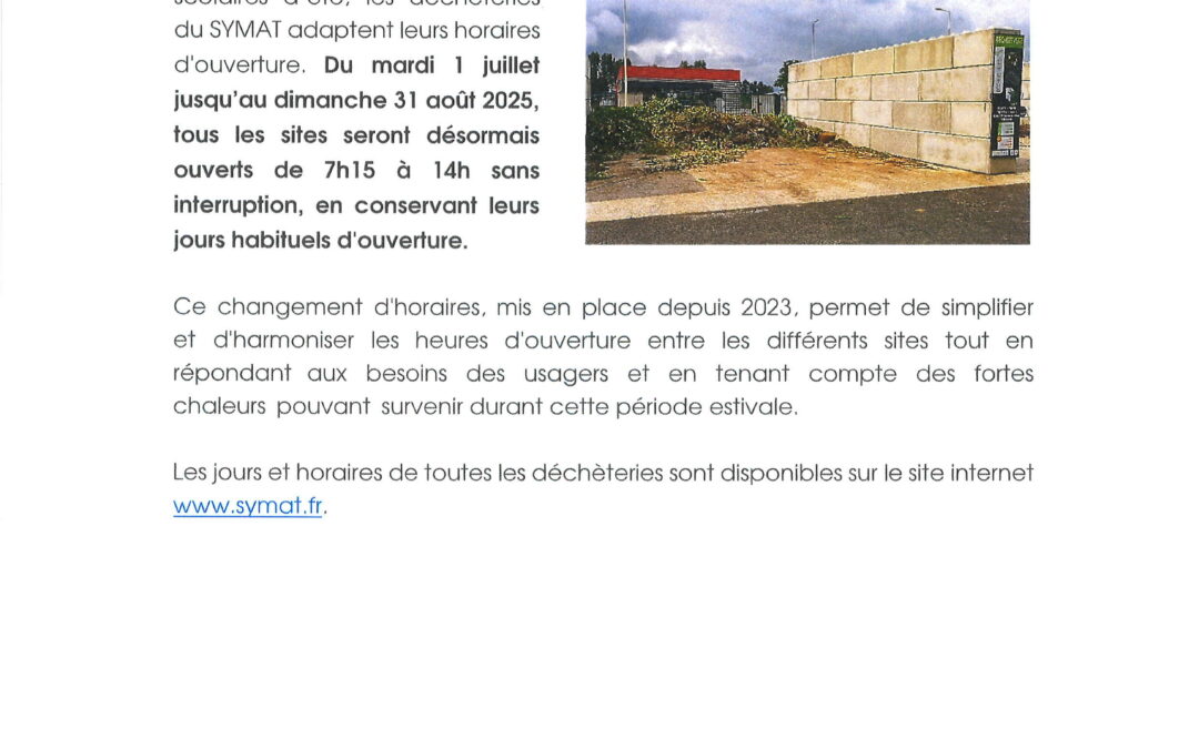 Horaires déchèteries