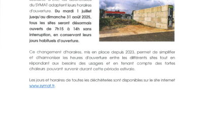 Horaires déchèteries