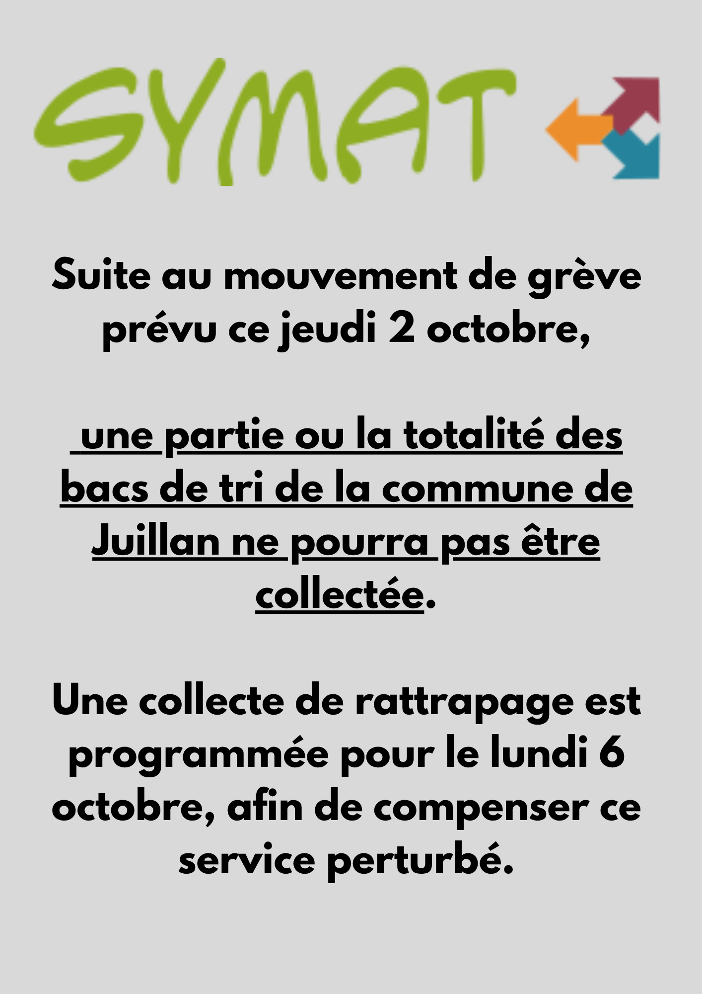 Juillan - Ville des Hautes-Pyrénées - Collecte perturbée bacs de tri – jeudi 02 octobre