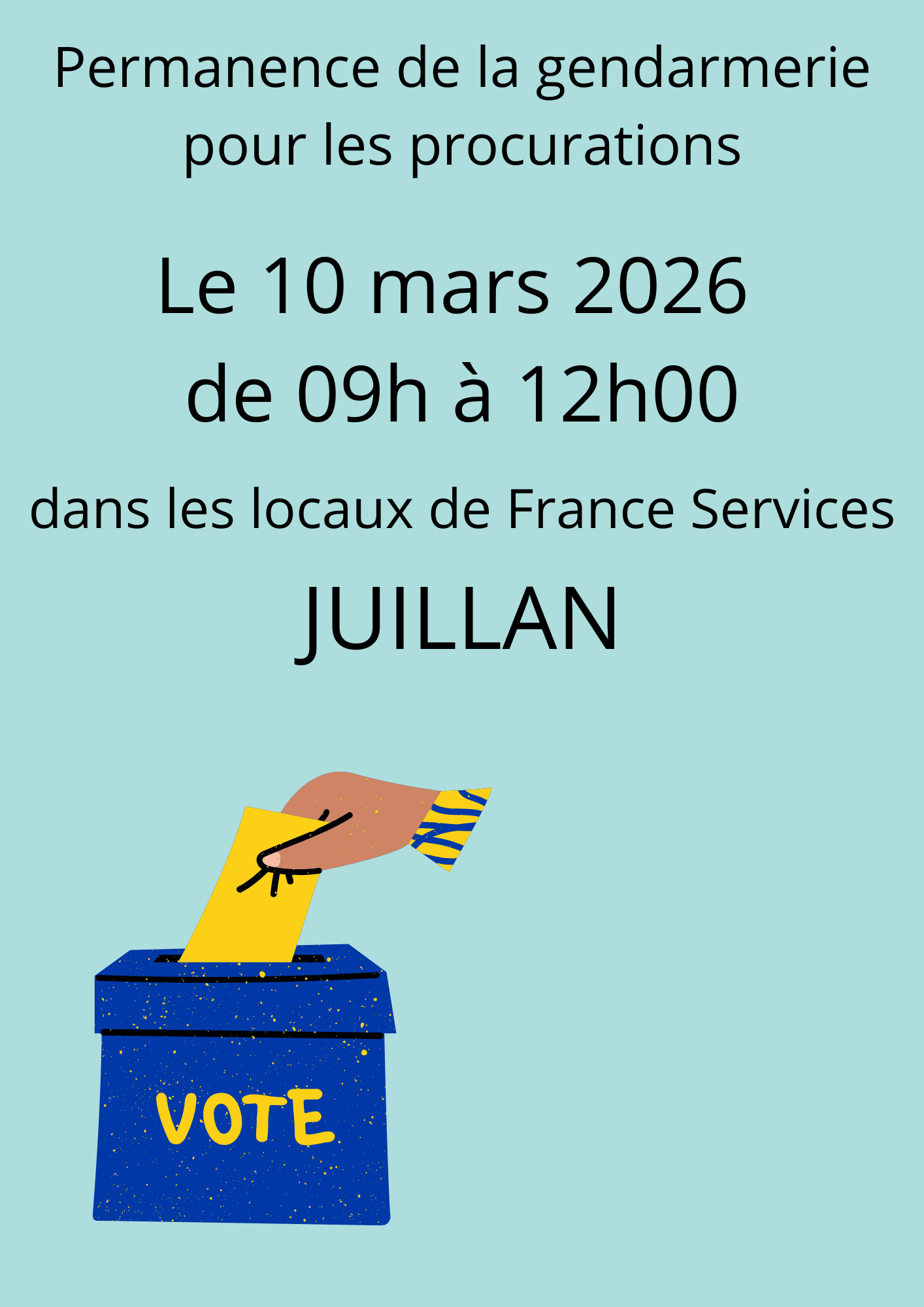 Juillan - Ville des Hautes-Pyrénées - Permanence GENDARMERIE – procuration