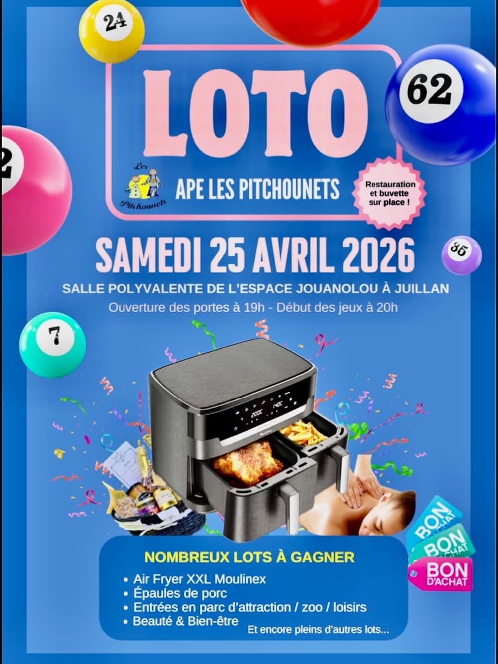 Juillan - Ville des Hautes-Pyrénées - APE Les Pitchounets – Loto – samedi 25 avril