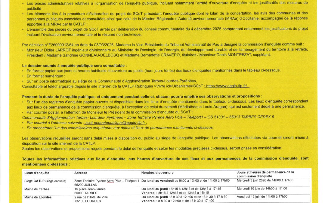 Avis d&rsquo;enquête publique