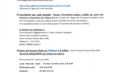 Inscriptions transports scolaires